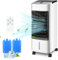 M MUNCASO 65W Evaporative Air Cooler Portable Aircon - 5L Tank 2 Ice Pack, 3D Airflow with 3 Modes & Speeds, LED Touchscreen 12H Timer, Remote Control Air Conditioner Cooler Fan for Home Office Room