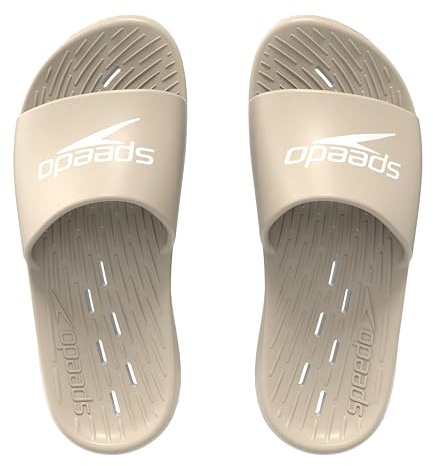 Speedo Men's Slides | Pool Sliders | Quick Dry, Pale Tan, 8 UK
