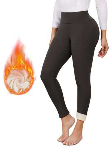 Vorvowry Vinterleggings för kvinnor, termiska förtjockade vadderade fodrade mjuka leggings med hög midja, eleganta strumpbyxor för vinter, Mörkgrå, XXL