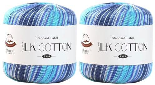 JAWSEU 2 rullar broderigarn regnbågsfärger, gradient blå bomull broderigarn för korsstygn, polybomull armband garn, sytråd, broderigarn, plysch bomullstråd