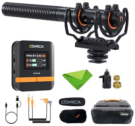 COMICA VM40 Professionelles Richtmikrofon, kabelloses 2,4-G-Supernieren-Kondensatormikrofon, universelles Kameramikrofon für Filmemacher, Vlogger – kabelloses Mikrofon für Kamera, Smartphone und PC