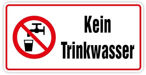 Aufkleber Verbotszeichen „Kein Trinkwasser“ Symbol & Text Kombi Folie ISO 7010 | Größe wählbar Made in Germany, Größen Name: Aufkleber | 10 x 5 cm