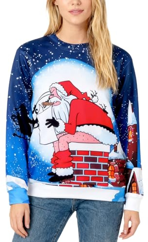 Metaparty Unisex Pull de Noël, Unisexe Pull-Over Haut Chandail Pullover tricoté, Rigolo Sweatshirts Pulls (FR/ES, Alpha/Lettres, L, Taille Normale, Taille Normale, Styles 2)