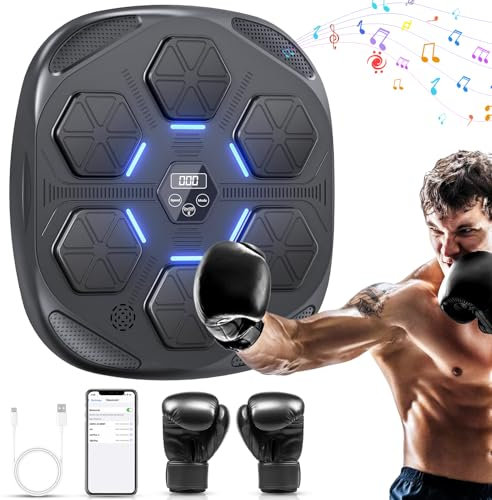 HotHands Music Boxing Machine, LED Elektronische Musik Boxing Machine mit Boxhandschuhen, Musik Boxen Trainingsgerät für Erwachsene und Kinder, Musik Boxmaschine Unterstützt Bluetooth