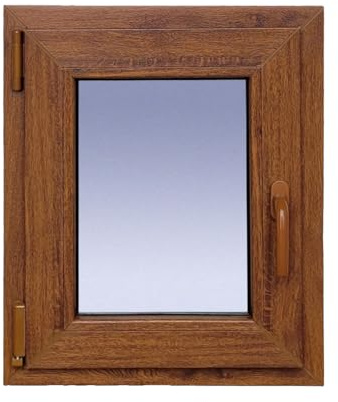Ventanastock Ventana PVC Roble 500x600 Practicable Oscilobatiente Izquierda 1 hoja con vidrio Carglass (Climalit Mate)