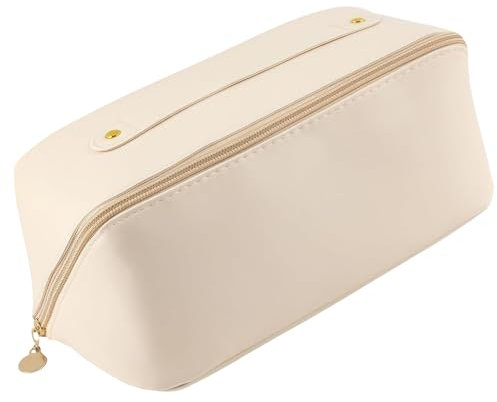 Schminktasche Damen, Kulturbeutel, Multifunktionale Kulturtasche Mit Trennwand Mehrschichtige Kosmetiktasche Damen und Tragbare Reise Make Up Tasche, Leichte Reise Makeup Bag Tasche Organizer (Weiß)