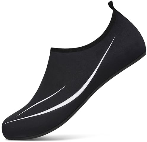 gitzing Water Beach Swim Shoes Women Quick Dry Sea Shoes Men Breathable Aqua Lightweight Barefoot for Surfing Running Driving Pool Yoga, Black 5 UK/38 EU