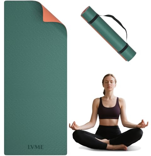 Yoga Mat Non Slip, Anti-Tear 1/4 & 2/5 Thick TPE Yoga Mats for Women and Men, a stylish and practical dual-tone yoga mat.72x24 Exercise & Fitness Mat with Carrying Strap, Workout Mats for Yoga, Pilates and Floor Exercise