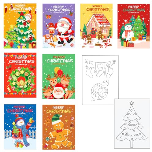 MORAINJAY 16 Mini Livres à Colorier Noël, Livres de Dessin pour Noël, Petits Cadeaux Noel, Remplissage Sacs Surprise, Récompenses Scolaires