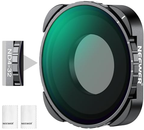 NEEWER Filtro ND variabile compatibile con GoPro 13 12 11 10 9, ND4-32 2-5 Stop Filtro ND regolabile a vite con vetro ottico HD multistrato, telaio sottile, 2 panni per la pulizia, senza motivo X