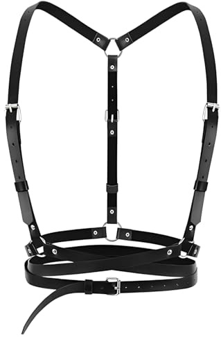 CJAPGJW Punk Leder Körperkette, Verstellbare Taillengürtel, Harness Damen Oberkörper, Modeaccessoire Geeignet Für Musikfestivals und Partys, Frauen Mädchen Cosplay Damen
