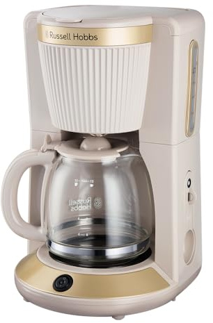 Russell Hobbs Filterkaffeemaschine [1,25L,1100W] Brontë Stone (WhirlTech-Brühtechnologie, Tropf-Stopp, Warmhalteplatte, Glaskanne, Wasserstandsanzeige, Pause & Gießen-Funktion) Kaffeemaschine 26781-56