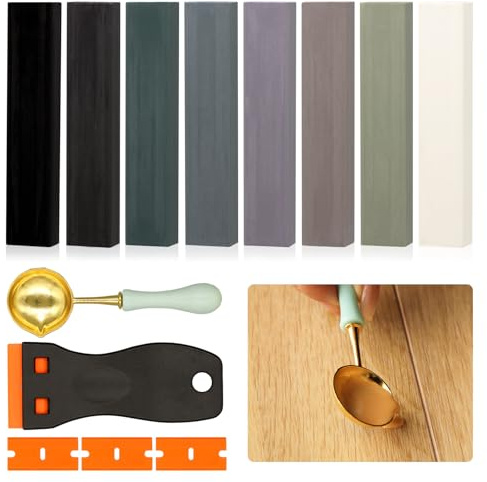 Stucco per Legno 8 Colori Grigio, Stucco per Legno Riempitivo, Stucco Legno, Cera per Legno, Kit Riparazione Piastrelle, Stucco per Marmo per Fori, Graffi e Crepe su Laminato e Legno