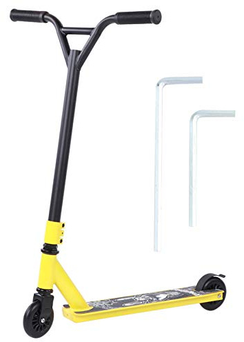 Scooter acrobatico portatile giallo per adulti, scooter a 2 ruote professionale con ruote in PU e pedale scorrevole per gli spostamenti in città, la scuola, l’ufficio o le avventur