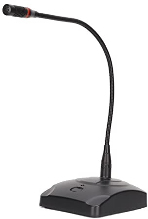 Naroote Micrófono de Cuello de Cisne de Escritorio, Cable de 6,35 Mm, Micrófono de Condensador con Reducción de Ruido para Conferencias, Grabación de Transmisiones, ABS + Metal, Negro