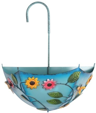 Fioriera sospesa, vaso da fiori in ferro da parete per recinzione da giardino, cestino decorativo creativo vintage per camera da letto, soggiorno, ufficio all'aperto (blu)