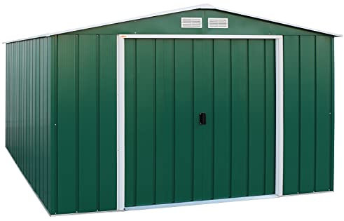 Duramax ECO Abri de jardin en métal galvanisé à chaud avec structure de toit renforcée et solide Vert 10 x 12 cm