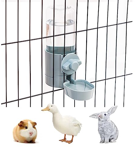 Rabbit Water Bottle 17 OZ Bunny Hanging Water Fountain Automatic Guinea Pig Water Dispenser No Leak Drinking Feeder for Bunny Chinchilla Hamsters Cat Dog Small Animals (Blue)