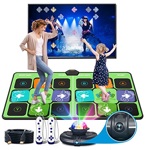 FWFX Wireless Dance Mat for TV, 2-Player Musical Electronic Dancing Pad for Kids & Adults, for Family Party Games, Exercise, Yoga & Fitness - Birthday for Boys & Girls(Green)