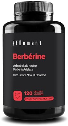 Berberina, 120 Cápsulas Veganas | con Pimienta Negra y Cromo para una mejor absorción | Extracto concentrado de Berberis Aristata | 500 mg | Sin Gluten, Sin GMO | Zenement