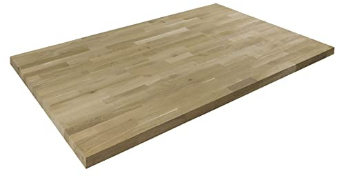 domli Solid Wood Oak Table Top | 1200m x 600mm x 27mm | Top Grade European Wooden Large Square Kitchen Dining Tabletop Worktop Desktop Countertop Workstation