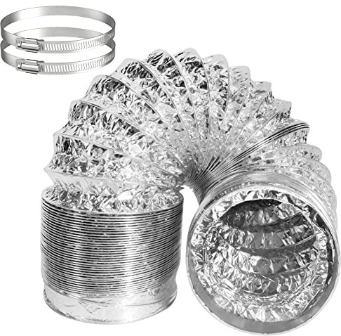 Aluflexrohr, HG Power 150 mm Flexible Luftleitungen Aus Aluminium Rohr Flexschlauch Luftkanal mit 2 Schlauchschellen (max. Länge 3 m)