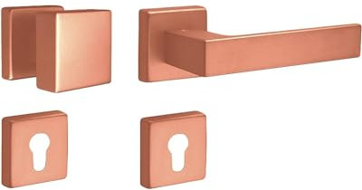 Gedotec Interchangeable Aluminium Door Handle Room Door Fitting Copper Button Handle Push 1317 PZ Profile Cylinder Door Handle Antique Vintage 1 Design Knob Set Including Mounting Material
