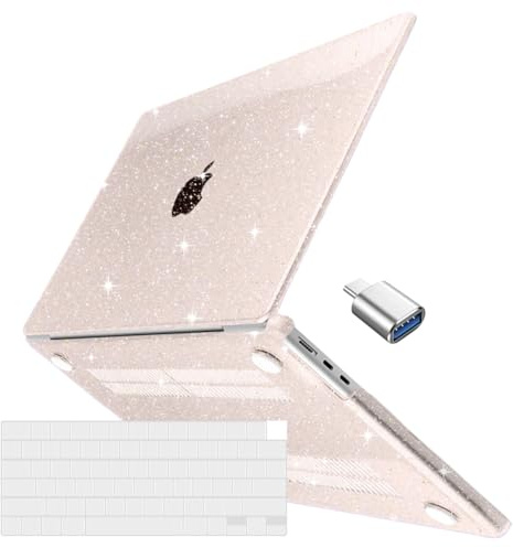 Batianda Compatible with M4 Chip MacBook Air 13 inch Case 2025 2024 2022 Model A3240 A3113 M3 A2681 M2 Crystal Clear Bling Plastic Protective Hard Shell Case Soft TPU Keyboard Cover, Starlight