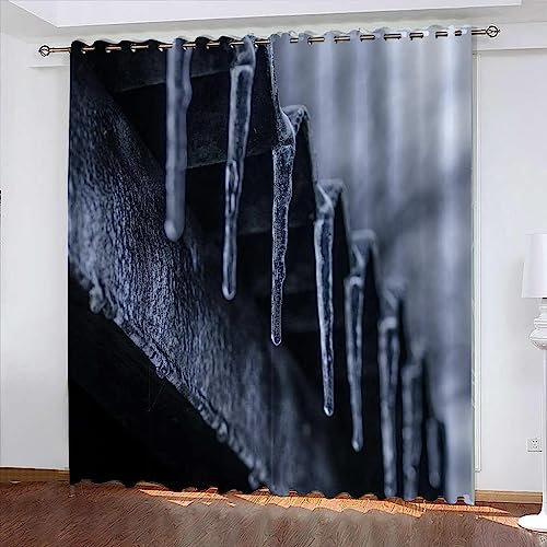 Vorhang Blickdicht Mit Ösen 3D Kreativer Eispickel Druck Muster Thermo Verdunklungsvorhänge, Gardinen Für Schlafzimmer Wohnzimmer Kinderzimmer Fensterdekoration 2 X 91.5 X 214 Cm 2Er Set -6B1W2H7U0M6J