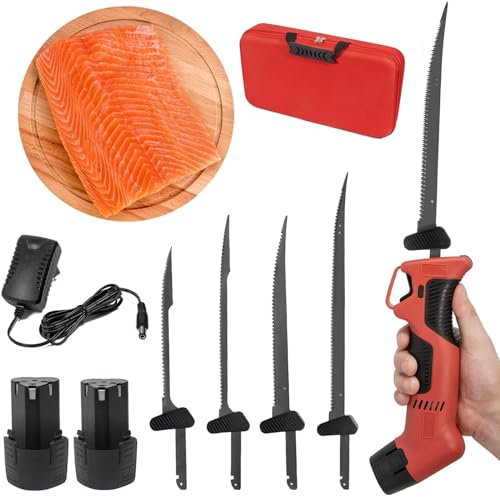 GALPBBCADE Cuchillo de Pan Eléctrico Portátil Cuchillo Eléctrico para Carne Congelada con 4 Cuchillas Cuchillo Electrico Cocina Acero Inoxidable para Cortar Carne Jamonero Pan Queso