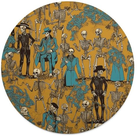 Rundes Strandtuch, Skelett in schwarzer Kleidung, bedruckte Reisedecke, personalisierte Decke, Yoga-Decke, Mikrofaser, Strandtuch, dicke Tischdecke, Unisex