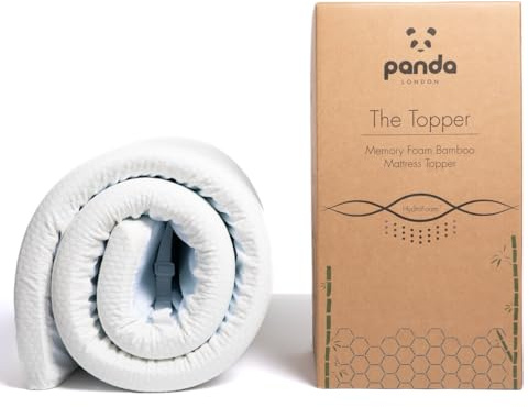 Panda Bamboo Mattress Topper 5cm Thick - Hypoallergenic, Orthopaedic Support, Cooling HydroFoam, UK Single