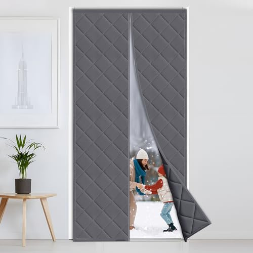 Rideau de Porte Isolant Thermique 90 x 200cm, Diealles Shine Rideaux Thermiques Avec Magnétique, Isolation Thermique Porte, Rideau Thermique Isolant Anti Froid et Chaleur