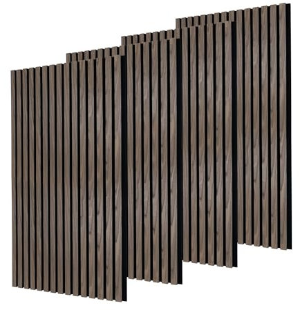 Dalsys Paneles acústicos 120x60cm, 4 piezas nogal, paneles de pared, paneles de pared de madera, pared de láminas con aislamiento acústico