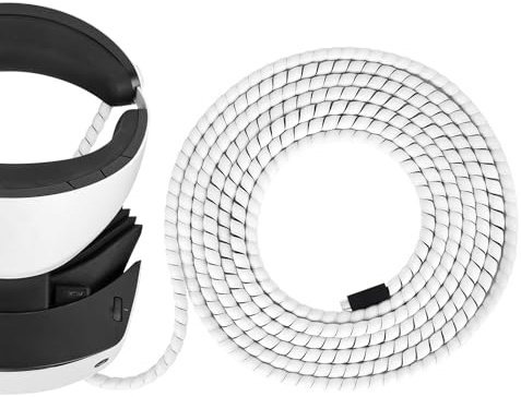 Geekria Kabelskydd, kompatibelt med Sony PlayStation 5, PSVR 2-kabel, PS5 elektriska ledningar, VR-speltillbehör, förhindrar att husdjur biter i kabeln (vit, 5,0 m)