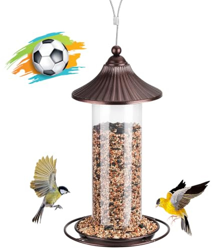 Comedero Colgante para pájaros - Jardín y Balcón, 0.8 lbs Gran Capacidad Alimentación de Aves para Exterior Silvestres, Resistente a la Intemperie Comedero Pajaros con Cubierta