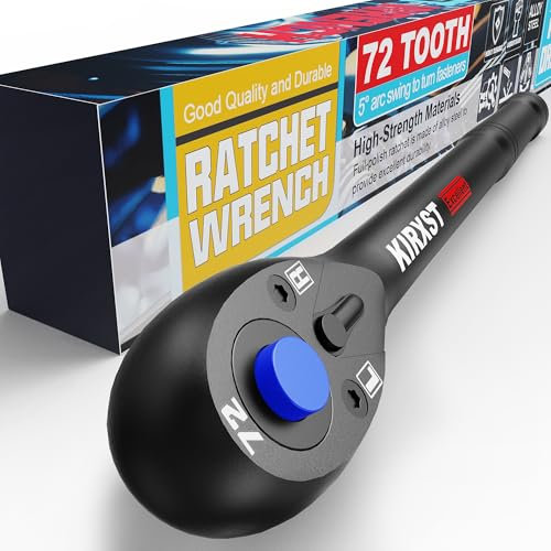 KIRXST Umschaltknarre 1/4 Zoll, Feinverzahnt Abtrieb 6,35 mm, 72 Zähne Umschaltbare Ratsche mit Schnellspanner, 180 mm Ratschengriff, Kleiner Betätigungswinkel 5°