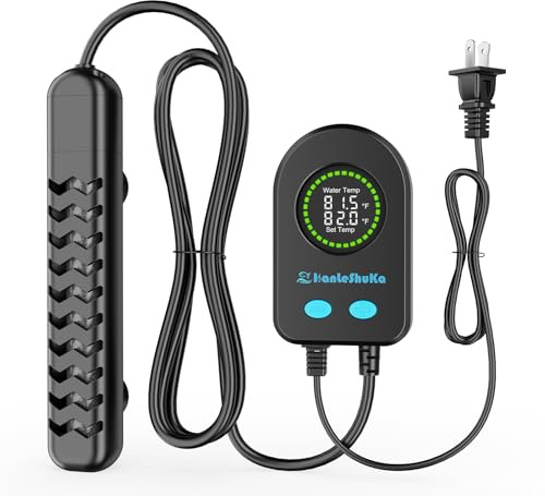 HANLESHUKA Submersible Aquarium Heater 100W/200W/300W/500W, Fish Tank Heater with high-Temperature Protection and Turtle Tank Heater with Automatic Power-Off When Leaving seawater or Freshwater.