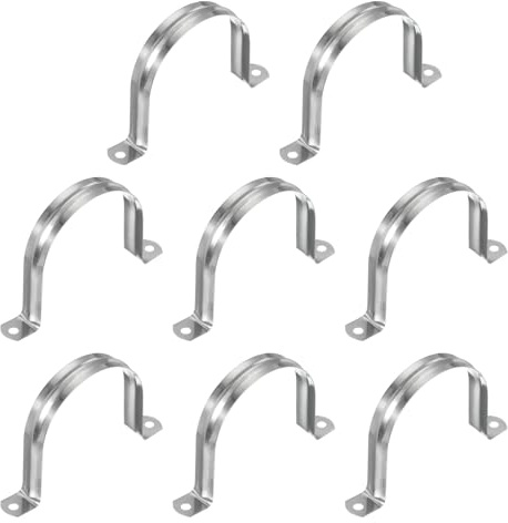 PATIKIL Fascetta Rigida Per Tubo 80mm, 8 Pz Fascette In Acciaio Inox 304 Con 2 Fori Supporto A U Per Fissaggio Tubi Cavi E Cablaggi (3-1/7)