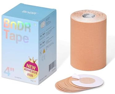 Bande de kinésiologie extra large avec protections de mamelons, bande de maintien thoracique pour personnes transgenres FTM 5 m (Beige, 10 cm)