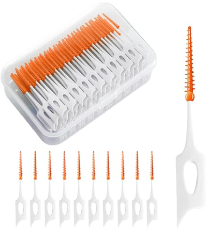 GYIOFAI 210 scovolini interdentali in silicone, pennelli interdentali arancioni, per la pulizia orale, per la pulizia orale, per spazzolino interdentale, filo interdentale, spazzola interdentale