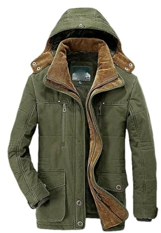 GaoLeAve Inverno Mens Giacca Uomo Lungo Cashmere Addensare Parka Caldi - 30℃ Uomini Giacche Invernali, Esercito EN9, M