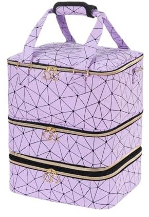 Bolsa organizadora de esmalte de uñas, organizador de almacenamiento de uñas de 3 niveles con capacidad para 84 botellas, lámpara de uñas de uñas, capa inferior desmontable para salón y uso doméstico