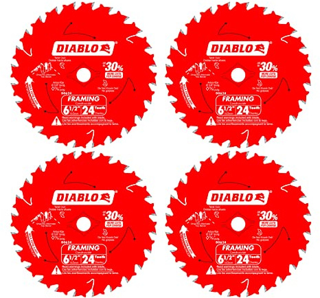 Freud D0624X Diablo 6-1/2-Inch 24-Tooth ATB Framing Saw Blade 5/8-Inch Arbor (4 Pack)