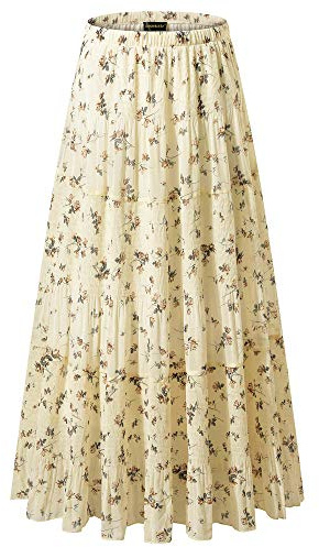 NASHALYLY Women's Maxi Skirt Chiffon High Waist Pleated A-Line Long Skirts (XL, FLower-203)