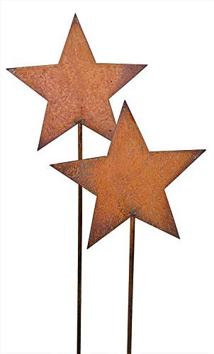 Bornhöft Gartenstecker Sterne aus Edelrost Metall Rost Gartendekoration Weihnachten rostige Gartendekoration Stern 2 x 118cm