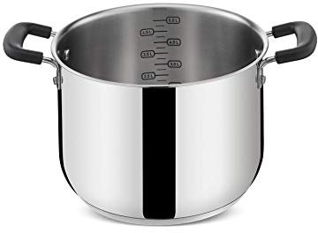 Lagostina Pratica Pentola Alta 2 Maniglie per Induzione, Grigio, 22 cm, Acciaio 18/10