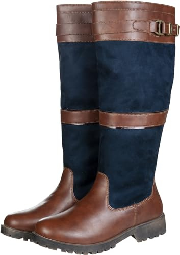 HKM Mixte Meghan Botte d'quitation, 6924 Bleu Foncé Marron, 37 EU