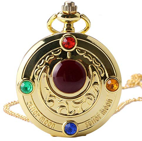 OIFMKC Montre de Poche Mode Classique Animer Sailor Moon Série Or Quartz Montre De Poche Pendentif avec Collier Femmes Filles Dames Cadeau