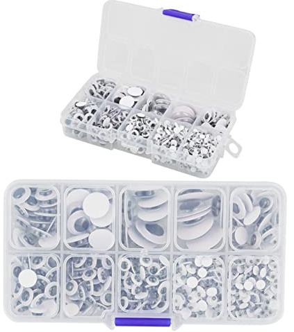 650 Piezas Ojos de Plástico Autoadhesivos Ojos Móviles Autoadhesivo【Wiggle Eyes】 4mm -12mm para Bricolaje Scrapbooking Juguetes Accesorios